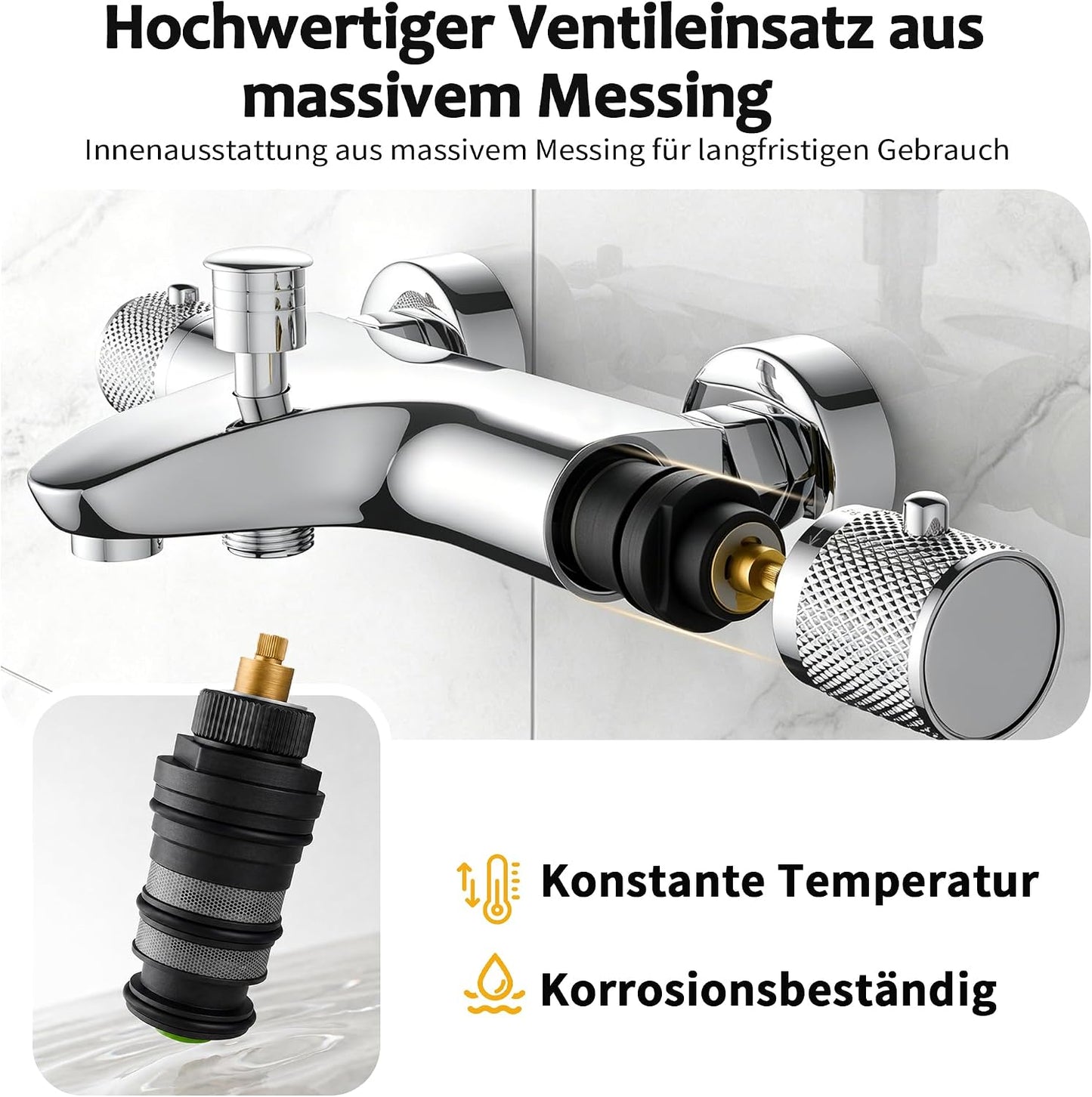 MENDIO Badewannenthermostat Chrom