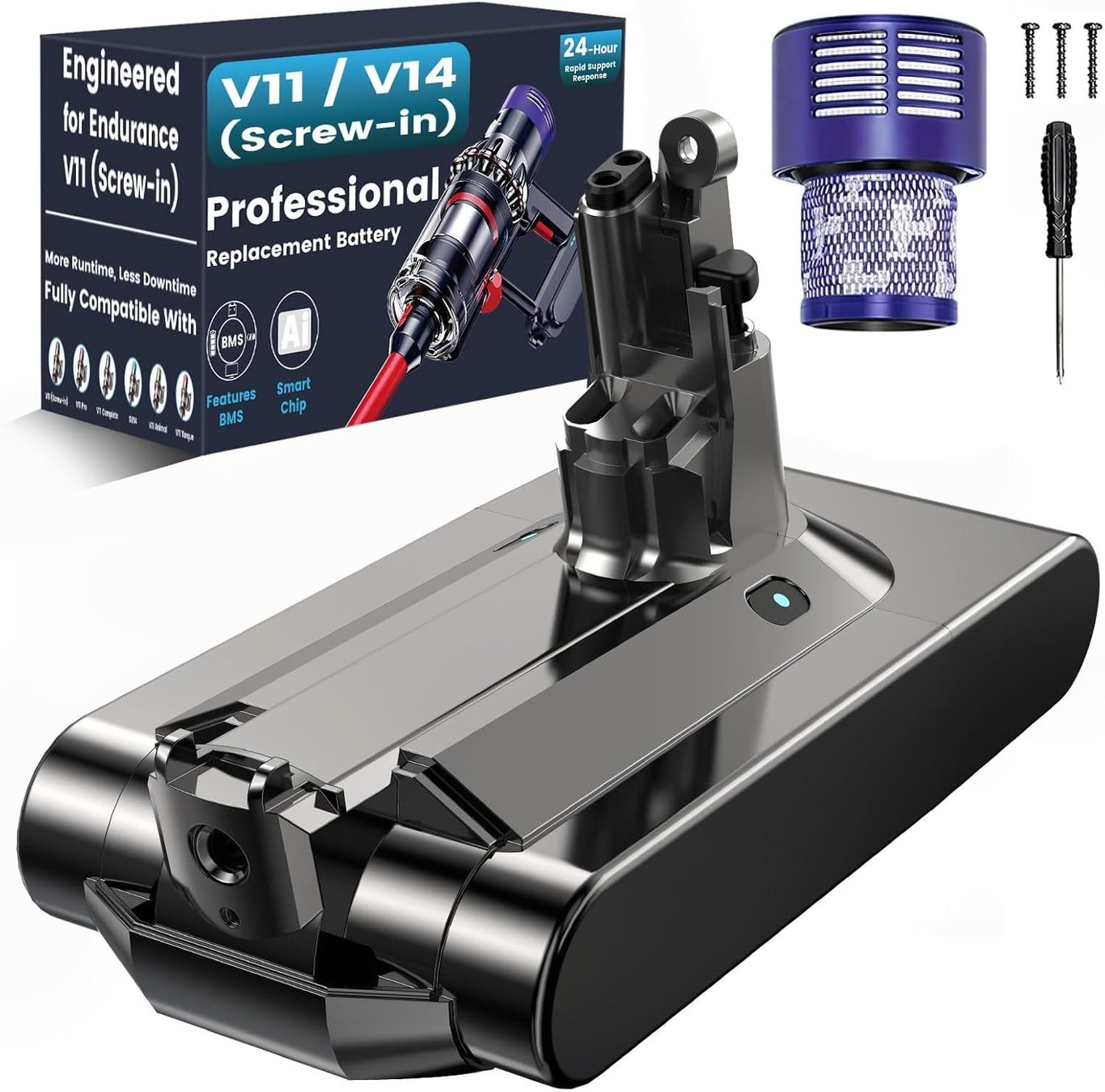 Akku Ersatz für Dyson V11 SV14 Schraubmodell plus Filter