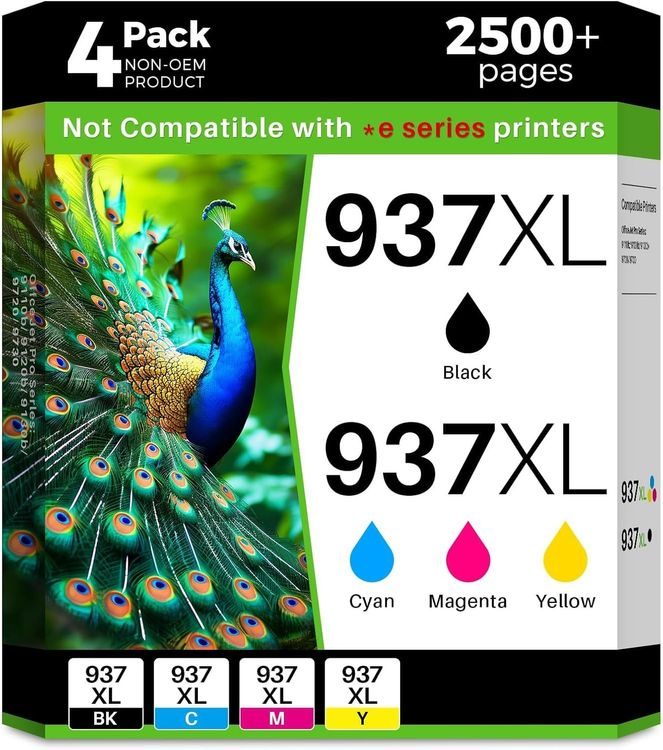 HP 937XL Druckerpatronen 4er Set mit Chip Q-image