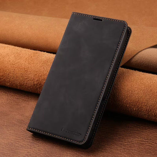 iPhone Leder Klapphülle Schwarz mit Kartenfach Magnet