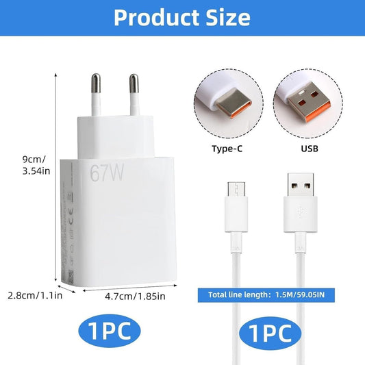67W USB-C Ladegerät + Kabel für Xiaomi / Redmi / Poco – Produktbild 2
