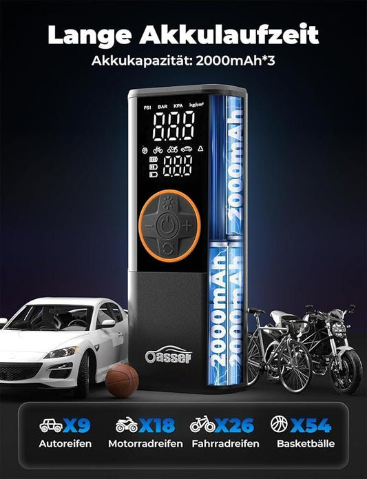 Akku-Luftkompressor 150 PSI mit Dual-Display & Zubehör – Produktbild 2