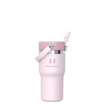 Edelstahl Trinkflasche 620 ml Thermos mit Strohhalm – Produktbild 1