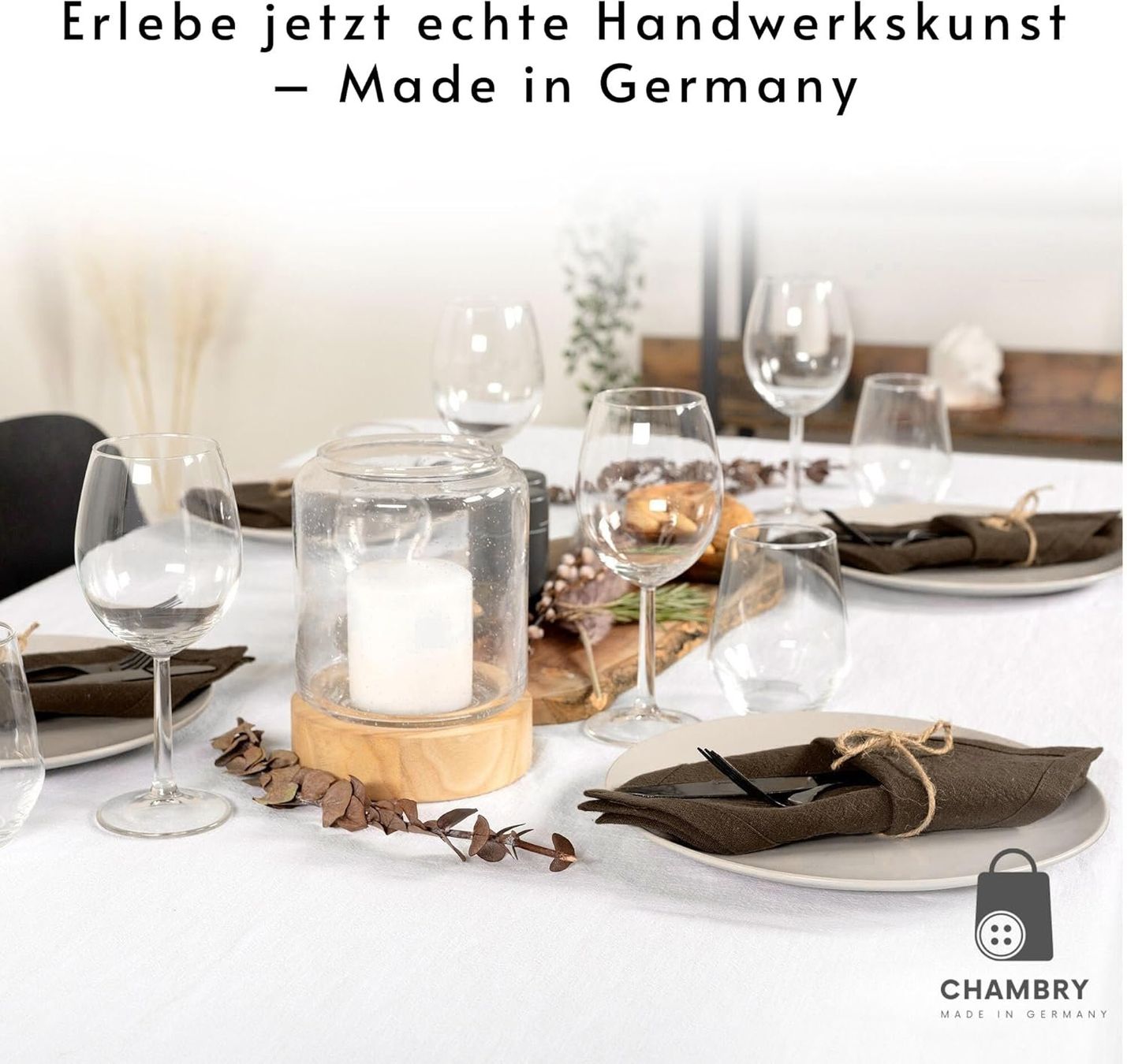 6 Leinen Stoffservietten 40×40 cm – Handmade DE – Produktbild 6