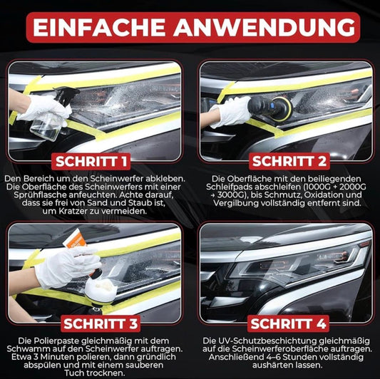 Scheinwerfer Aufbereitungsset Politur UV Schutz Komplett – Produktbild 2