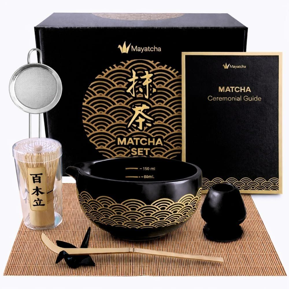 Matcha Set 8-teilig mit Schale und Besen