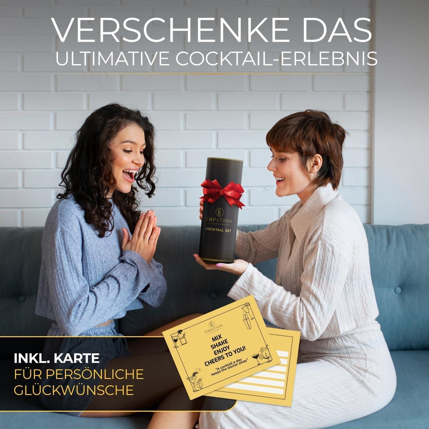 Cocktail Shaker Set 14-teilig Schwarz mit Rezeptkarten
