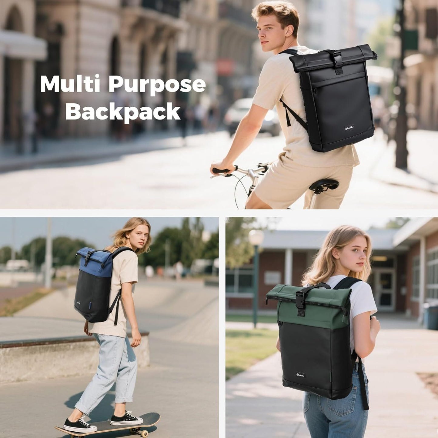 Sylvanthos Rolltop Rucksack 25 l wasserdicht & diebstahlsicher