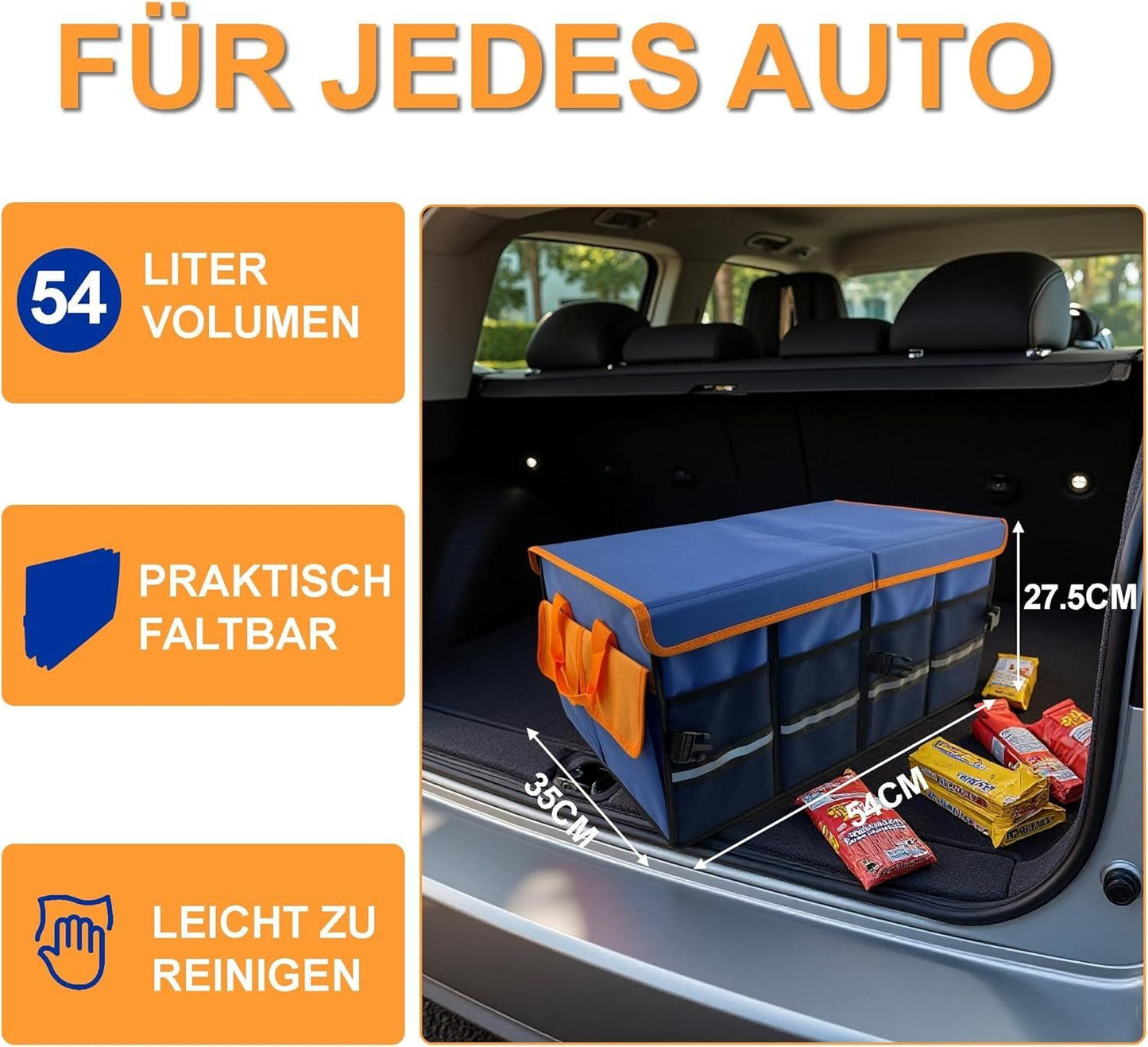 Kofferraumtasche 54 l mit Deckel – faltbar & wasserdicht