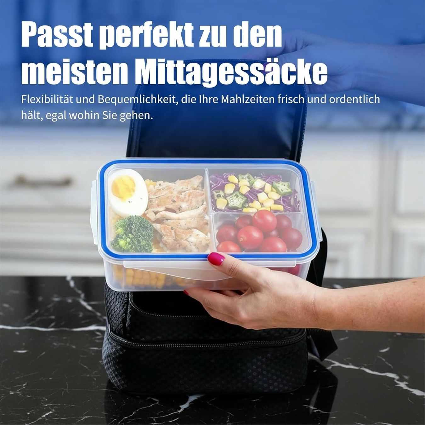 EASYLOCK Bento-Brotdosen 2er-Set – 3-Fach, 1,15 L