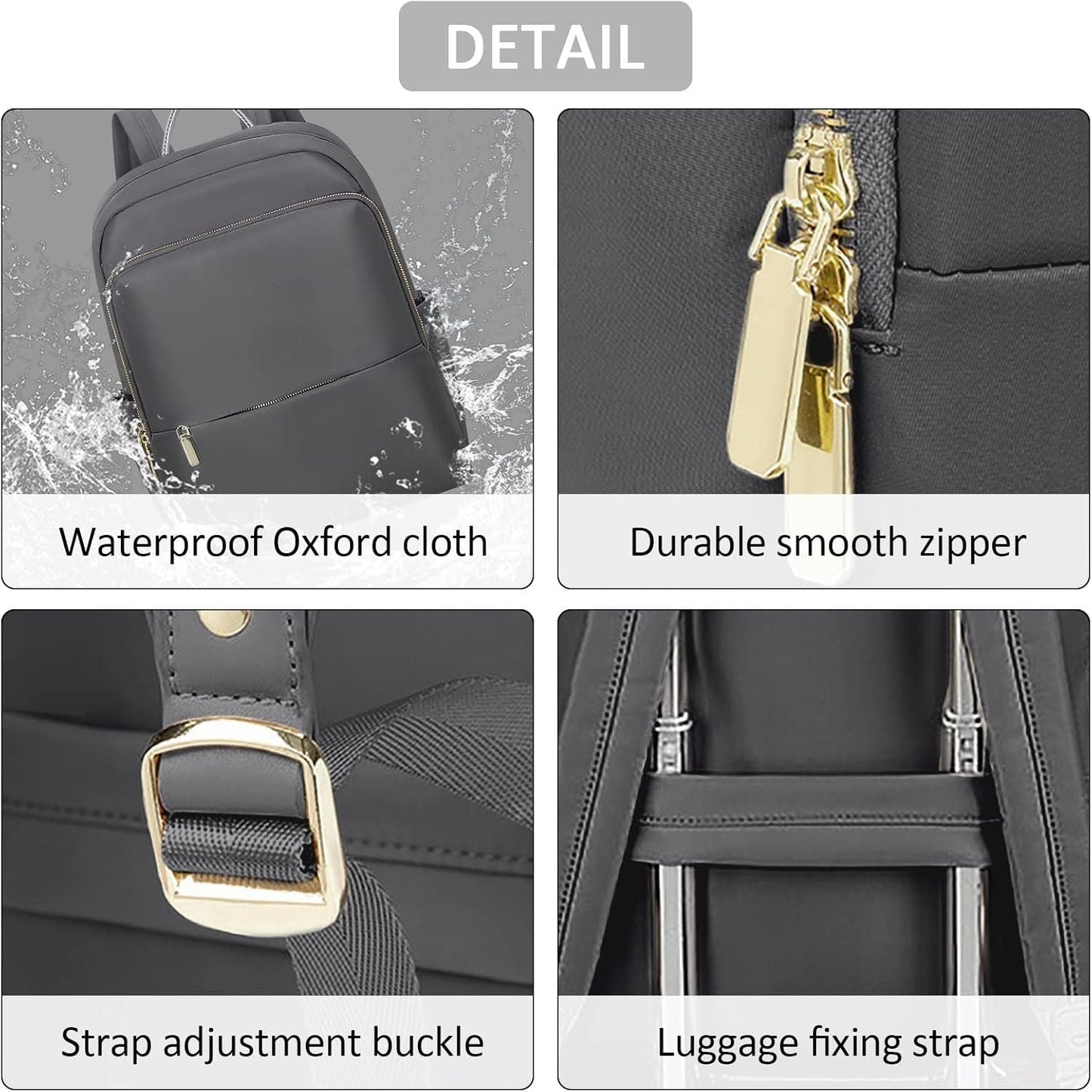 Damen Rucksack mit 14" Laptopfach wasserdicht – Dunkelgrau