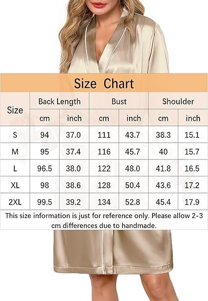 Satin Damen Bademantel kurz – Grösse M, Gold mit Taschen