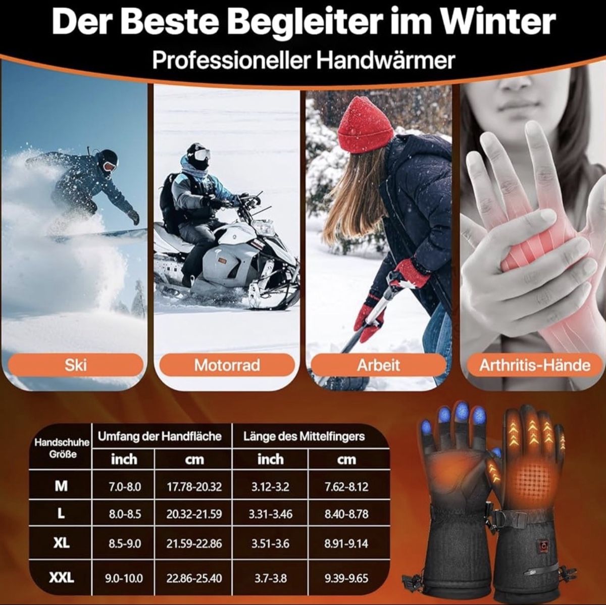 Beheizte Handschuhe Winter – wasserdicht & Touchscreen