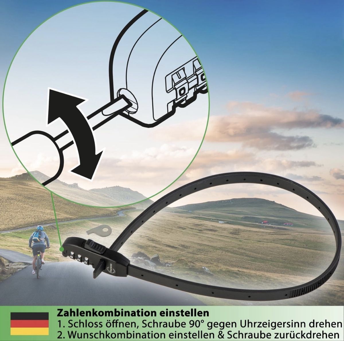 Kabelschloss 60 cm mit 3-stelliger Zahlenkombination