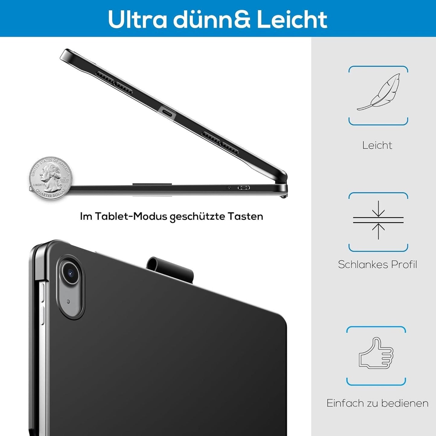 Typecase Tastaturhülle für iPad 11 – QWERTZ & Touchpad – Bild 5