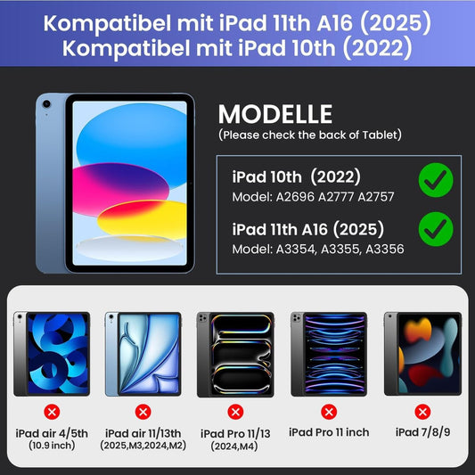 iPad 10 / iPad 11 Tastaturhülle mit Trackpad & RGB magnetisch