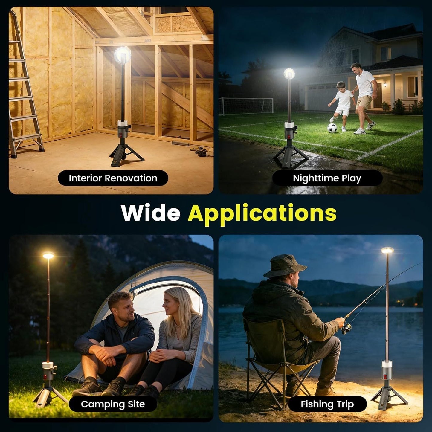 LED Baustrahler mit Stativ 1000 lm RGB Campinglampe USB