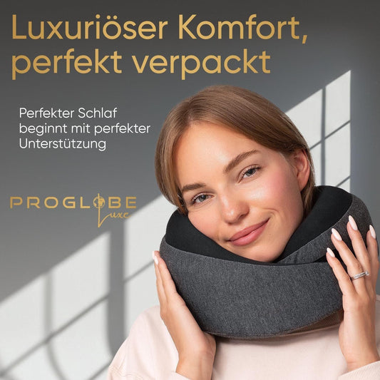 Proglobe Luxe Reisekissen Memory-Schaum mit Kinnstütze