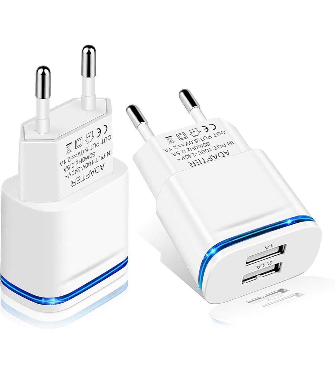USB Ladeadapter 10,5 W – Dual-Port Netzteil Weiss – Bild 1