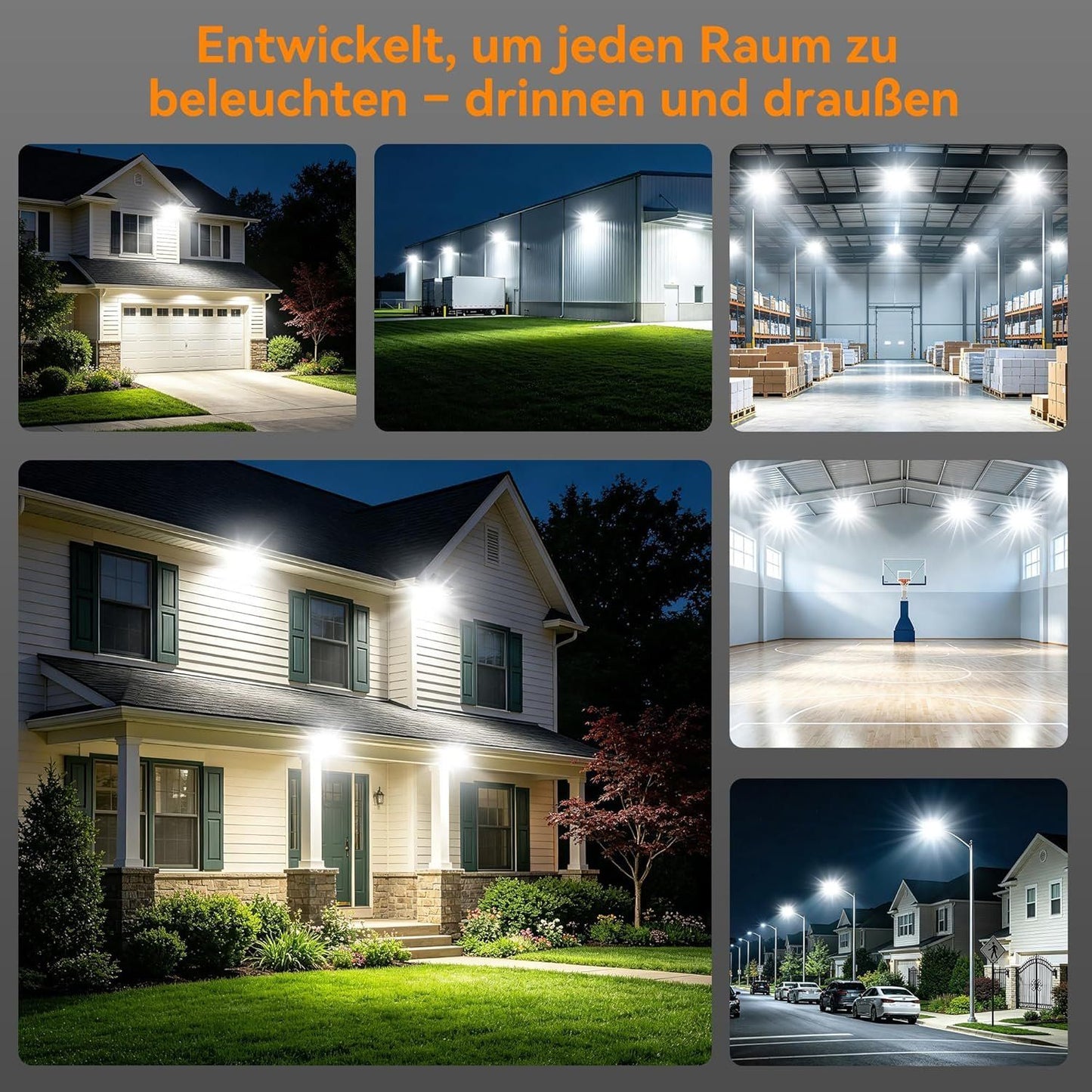 SOLLA LED Fluter 300W 30000 lm IP65 3 Köpfe Schwarz – Bild 7