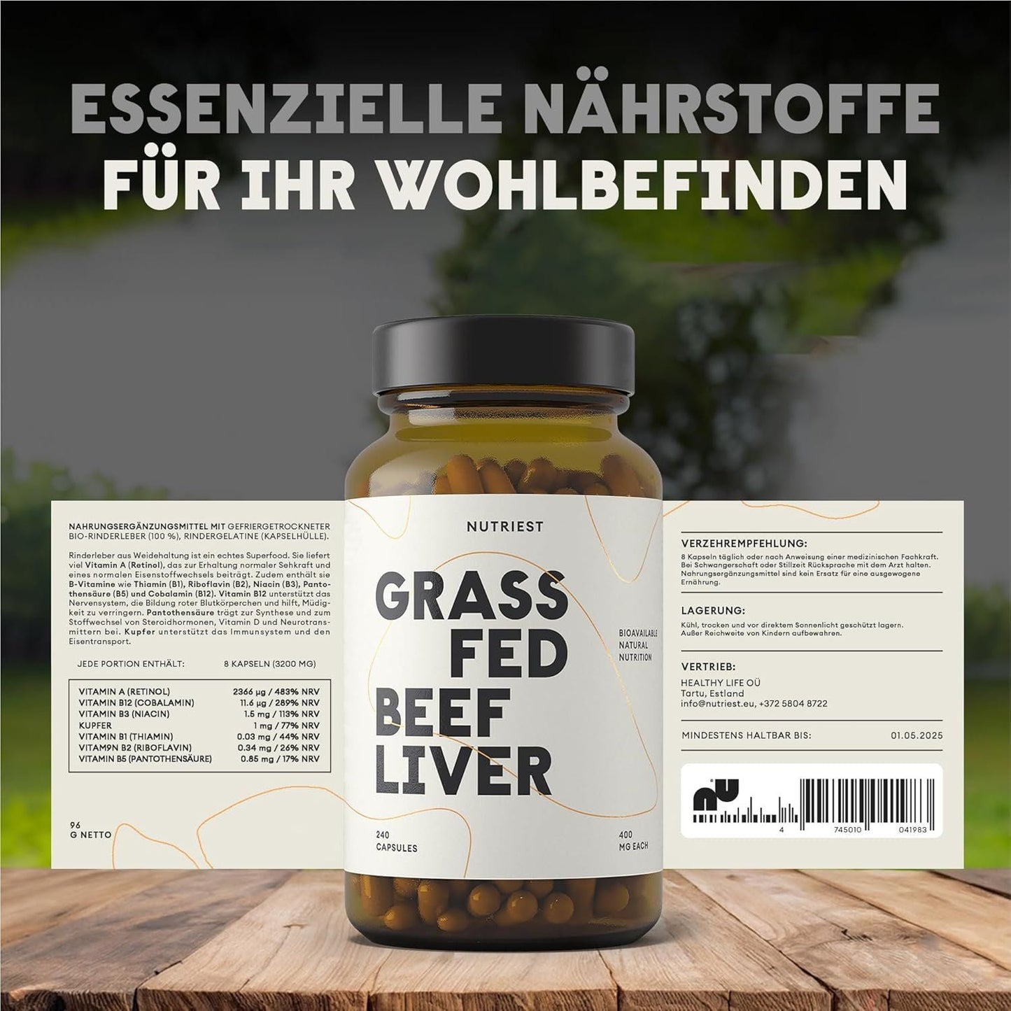 Nutriest Rinderleber Kapseln – Bio Beef Liver 240 Stück – Bild 4