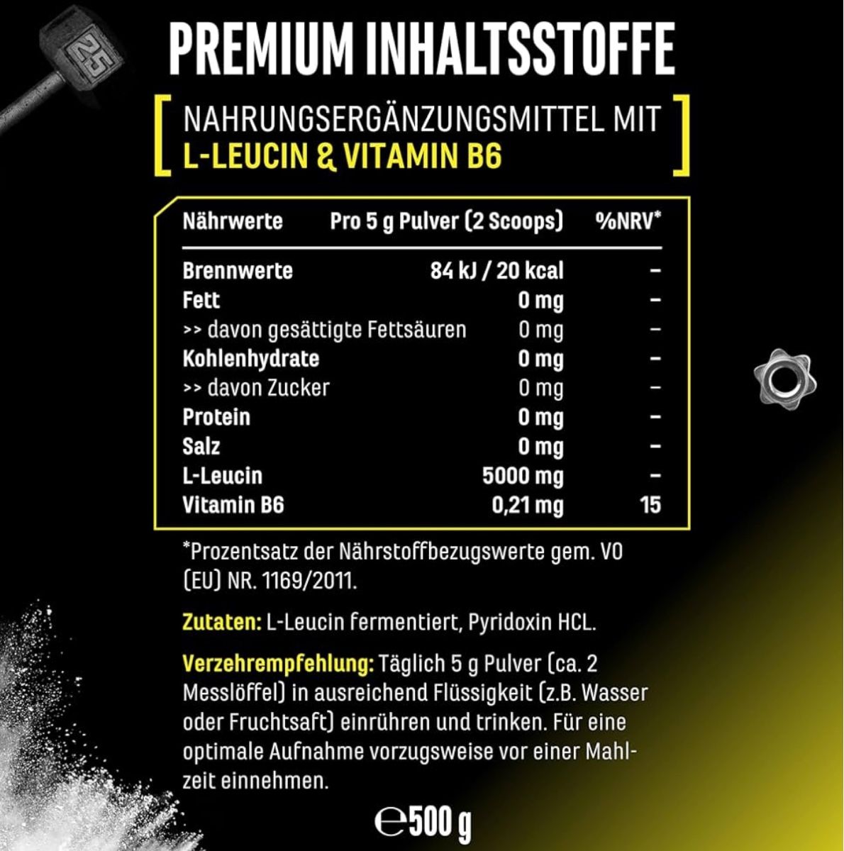 GEN L-Leucin Pulver, 500g, Vegan,Neu – Bild 2