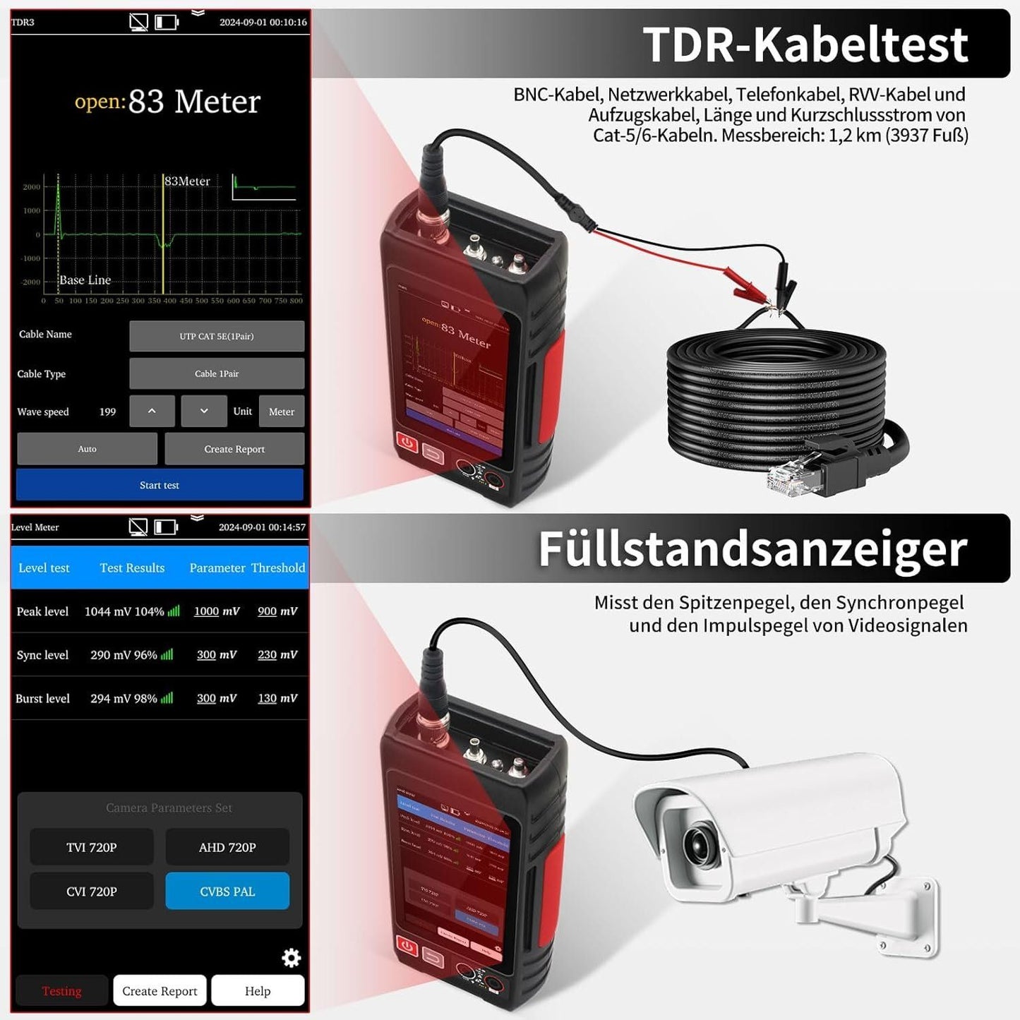 RJ45 Netzwerkkabeltester Kabelsucher PoE TDR DMM – Bild 9