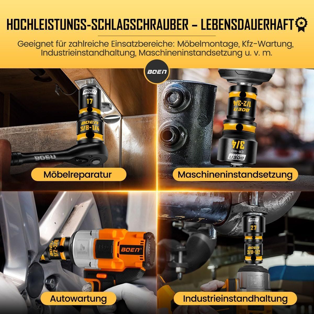 Schlagschrauber Adapter Set 5-tlg 1/4–3/4 – Bild 8