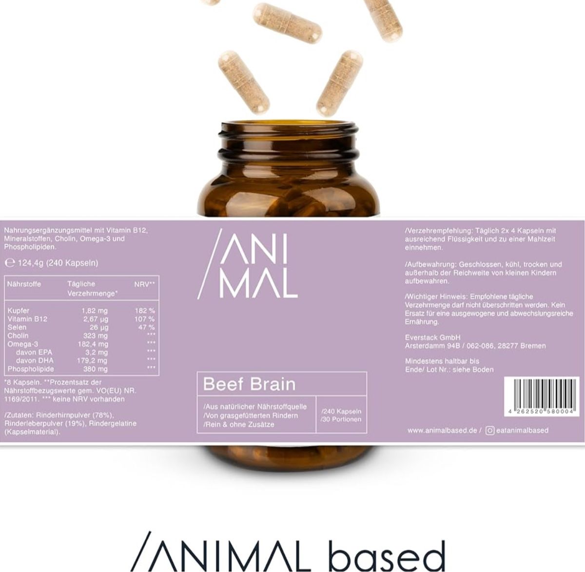 Beef Brain Kapseln – 240 Stück – Hirn & Leber – Weidehaltung – Bild 5