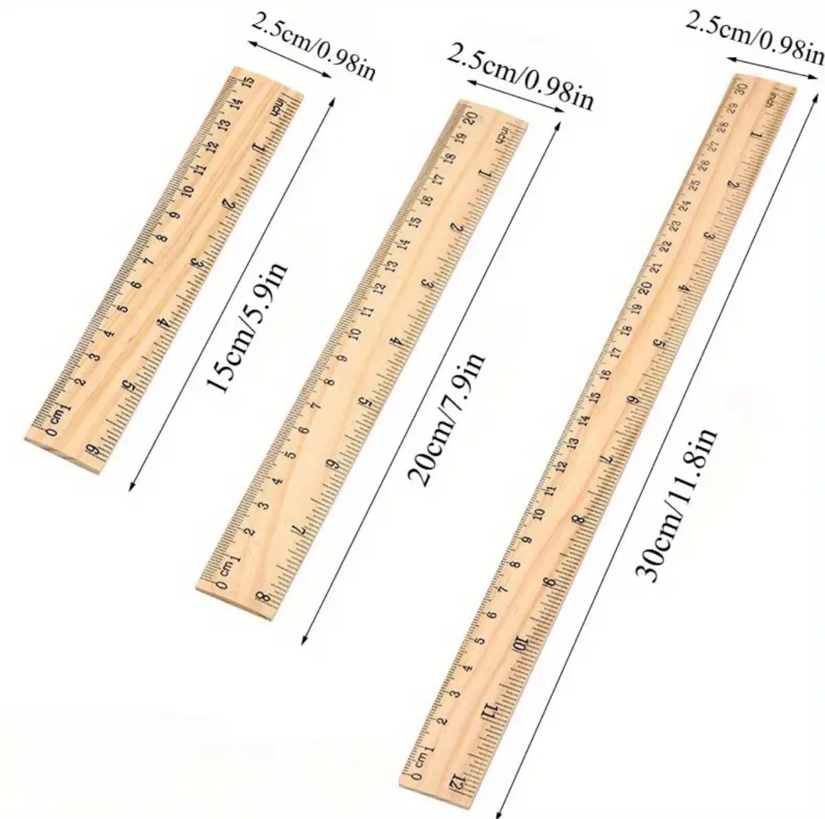 Lineal Holzlineal 20 cm Messlineal Zeichnen Büro Schu – Bild 2