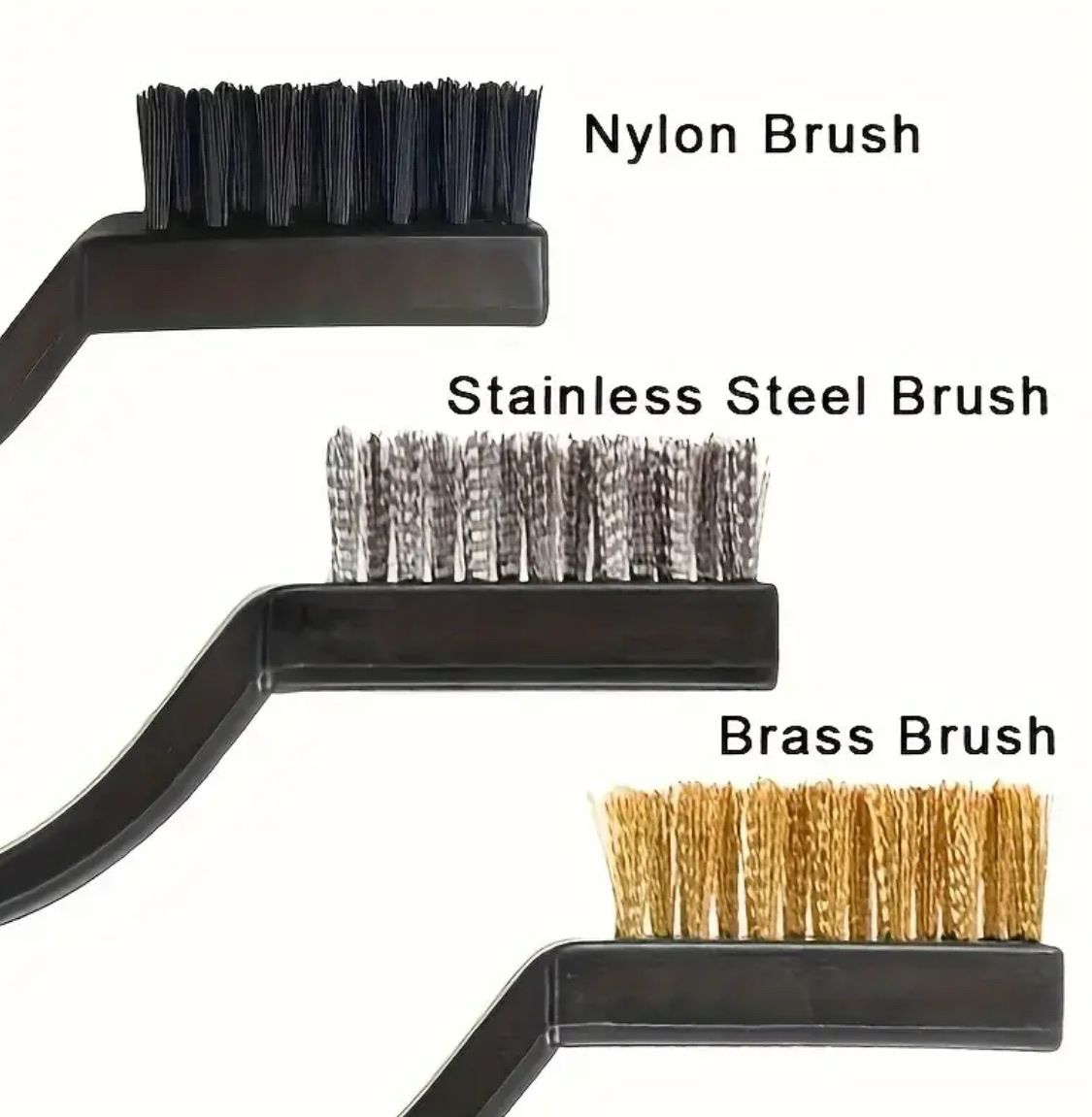 3er Set Reinigungsbürsten Messing Edelstahl Nylon – Bild 4