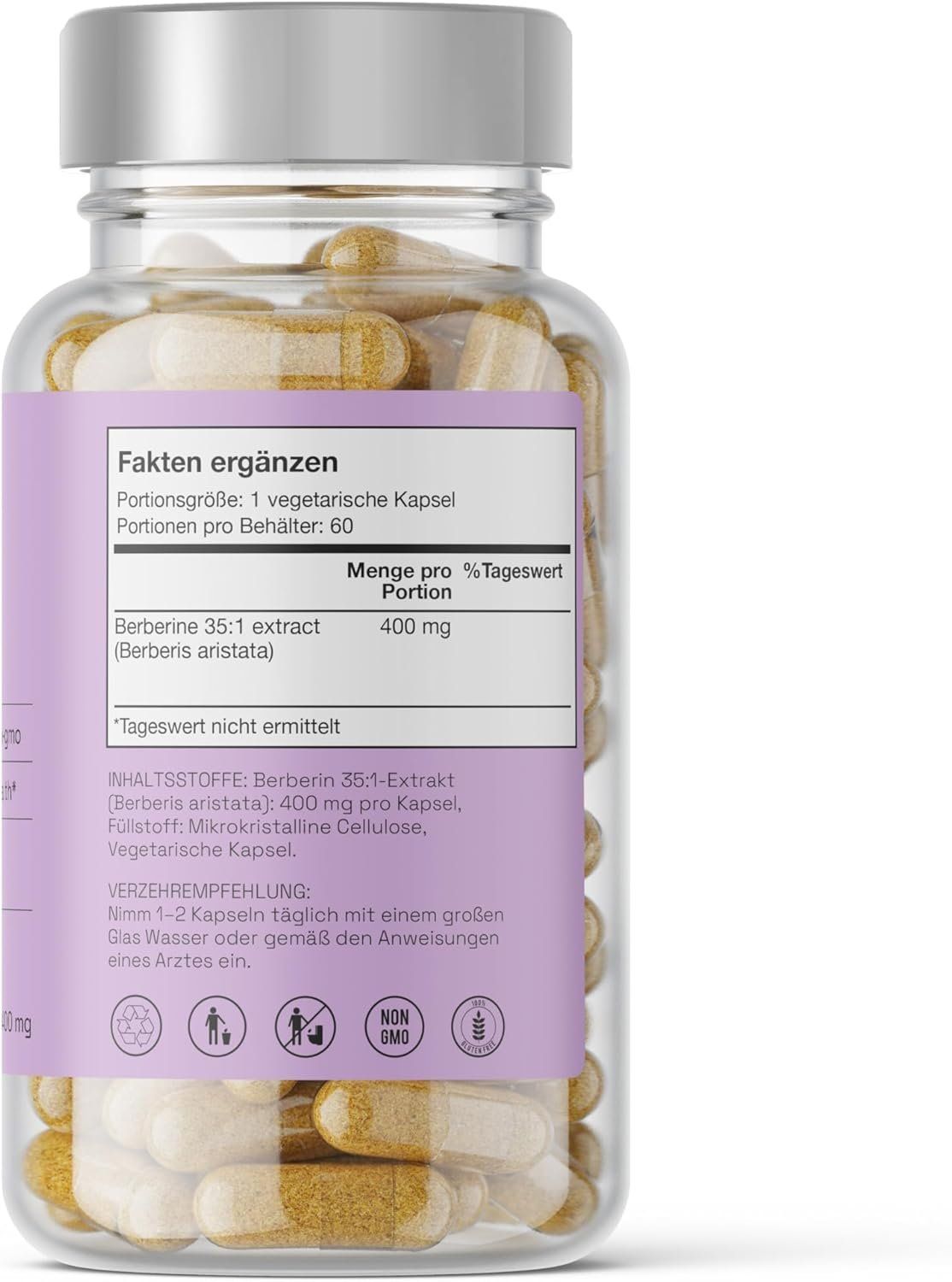 Berberin Kapseln 400 mg – Vegan, Herz & Kreislauf, 60 Stk – Bild 3
