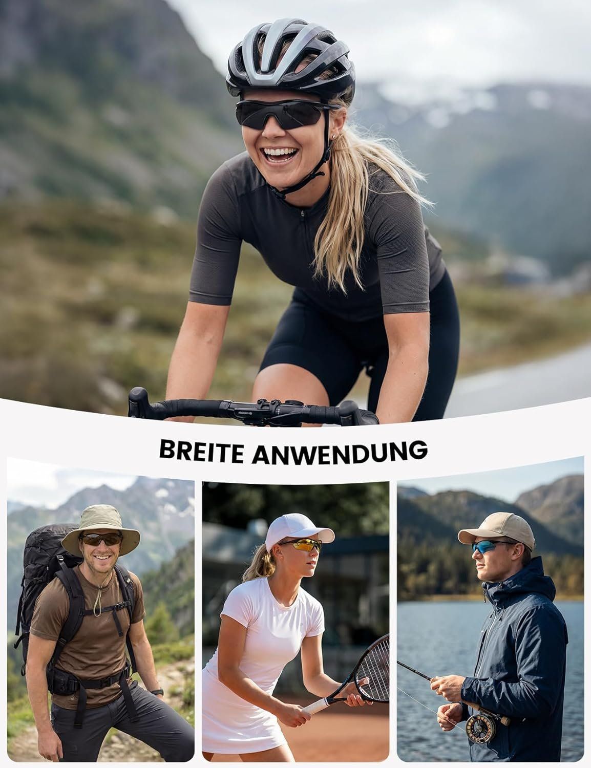 Polarisierte Sportbrille Fahrrad UV400 schwarz – Bild 7