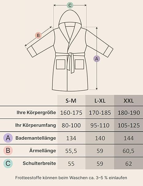 Damen Bademantel Extra Lang Baumwolle Kapuze – Bild 5