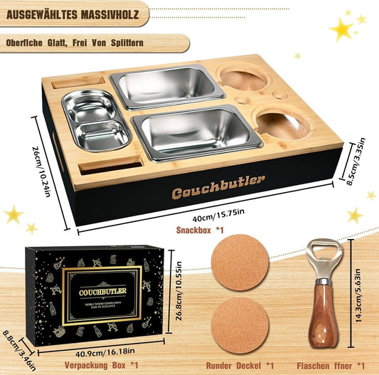 Snackbox aus Holz Couchbutler – Tablett mit Schalen & Halter – Bild 2