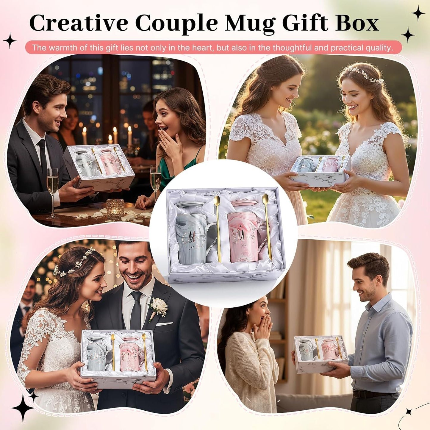 Mr & Mrs Tassen Set 400ml mit Löffel & Deckel – Geschenkbox – Bild 7