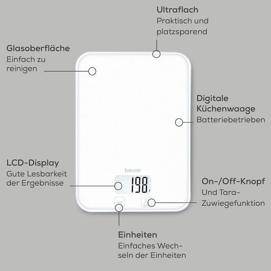 Beurer KS 19 Küchenwaage Weiss 5kg – Bild 1