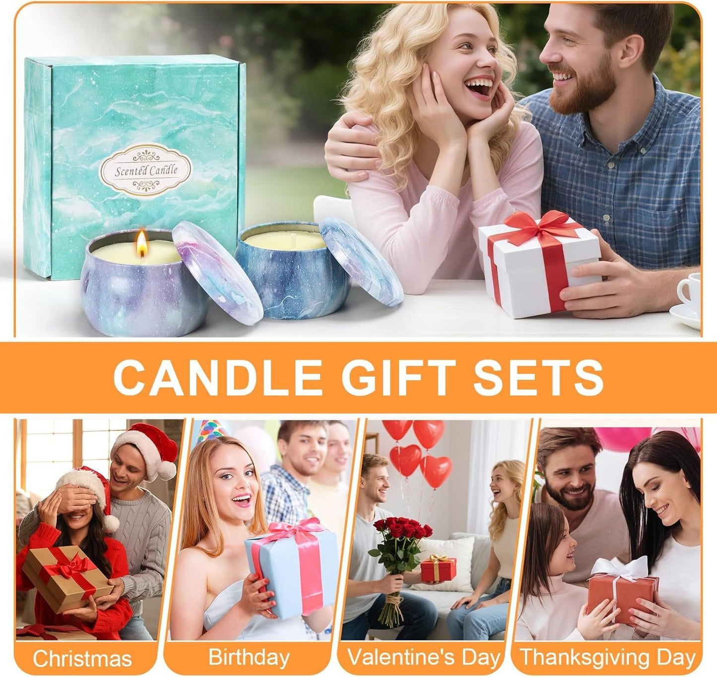 Duftkerzen Geschenkset 4 Stück Sojawachs Rose Vanille – Bild 7