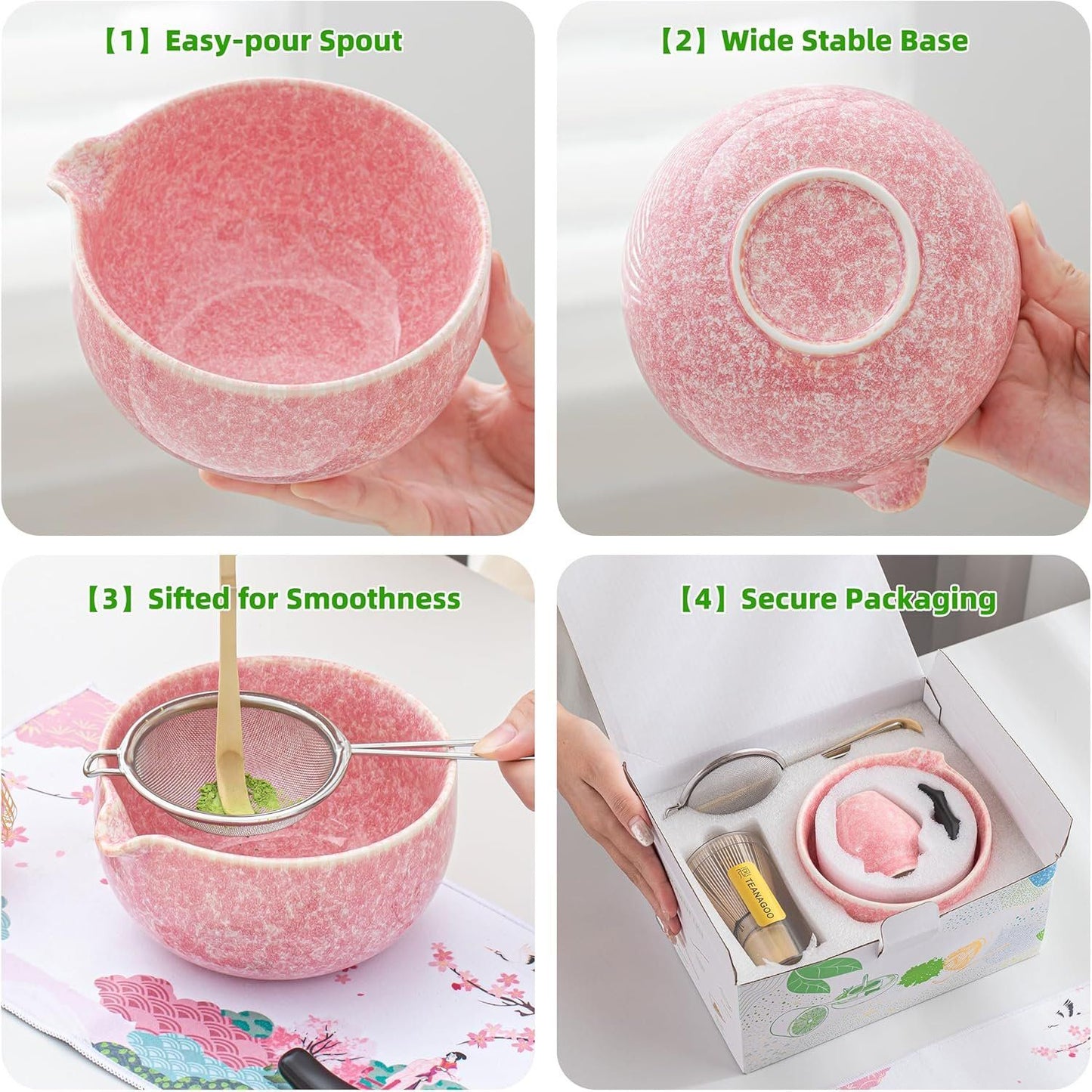 Matcha Set 7-teilig Rosa – Schale, Besen & Zubehör – Bild 3