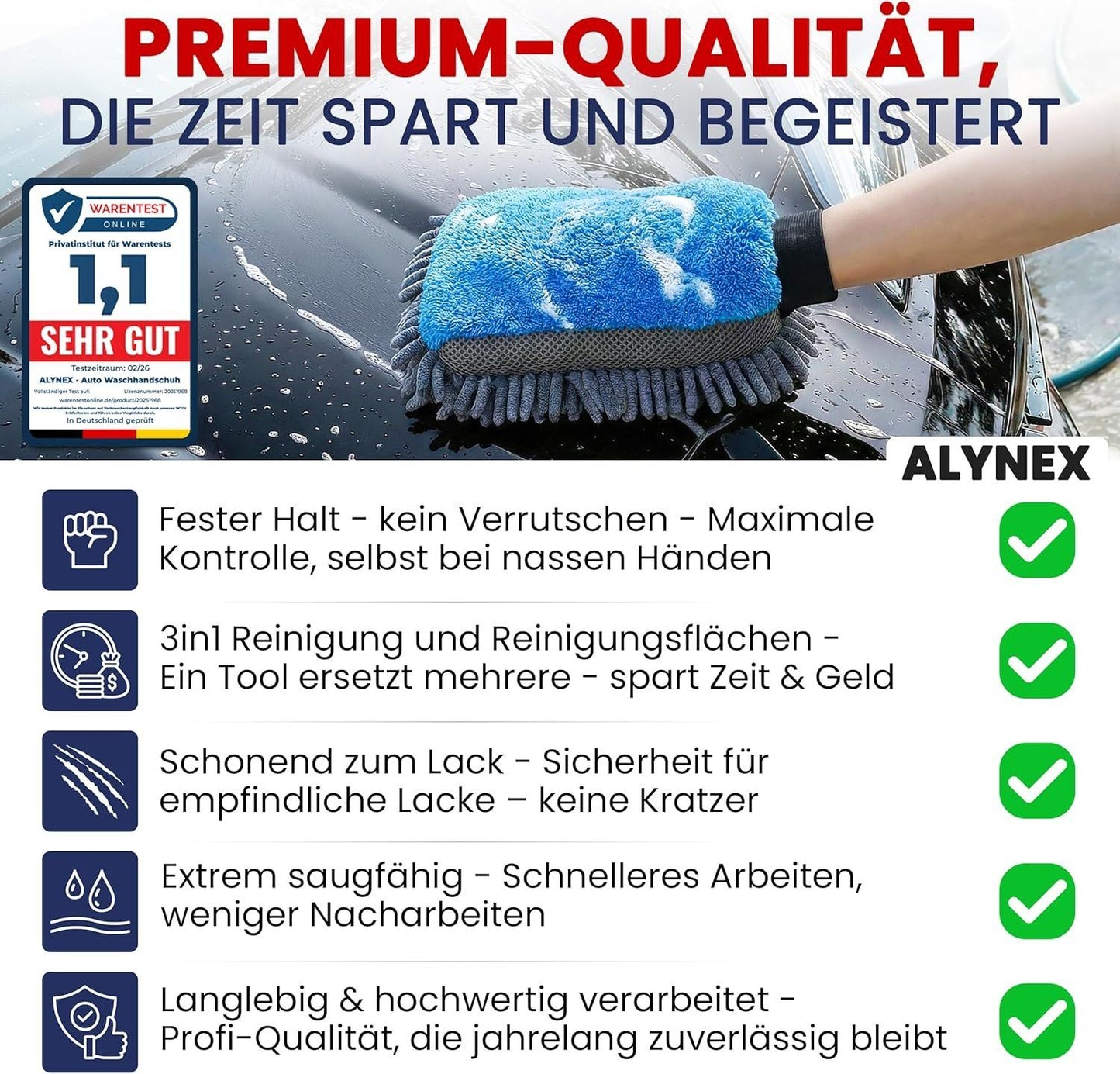 Auto Waschhandschuh 3in1 Mikrofaser Kratzfrei – Bild 7