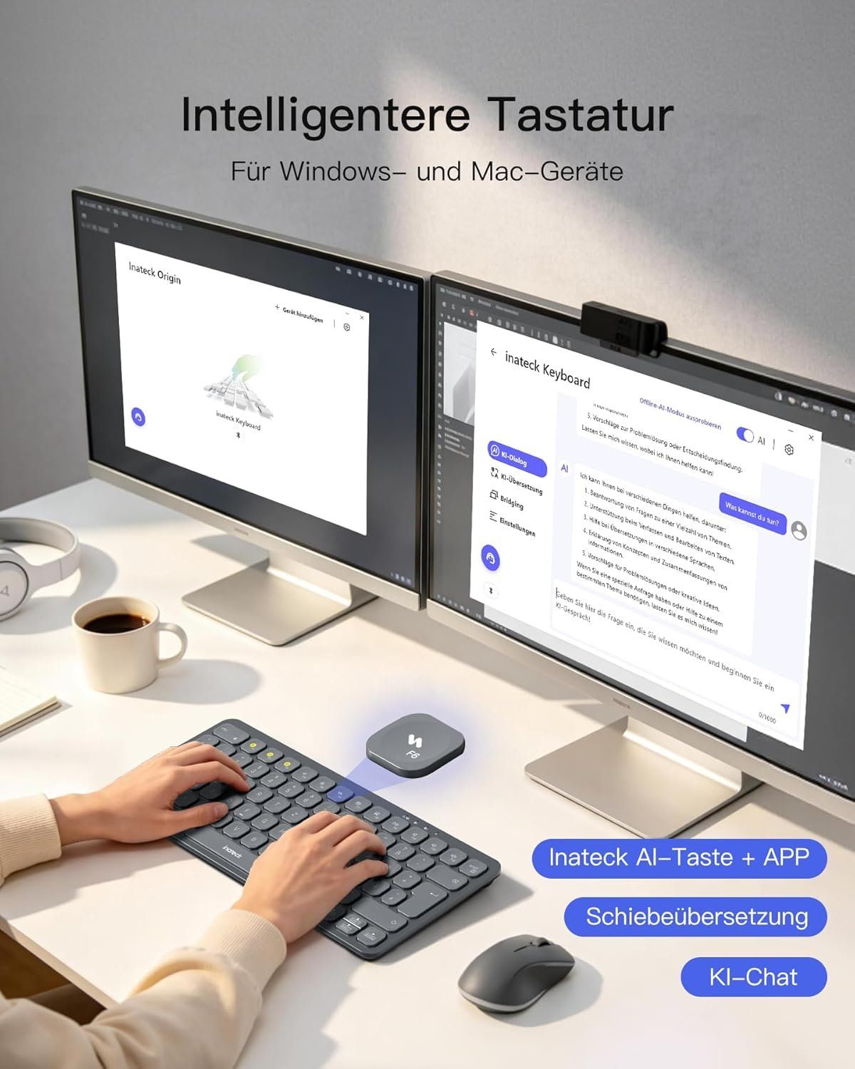 Bluetooth Tastatur QWERTZ 3 Geräte kabellos – Bild 8