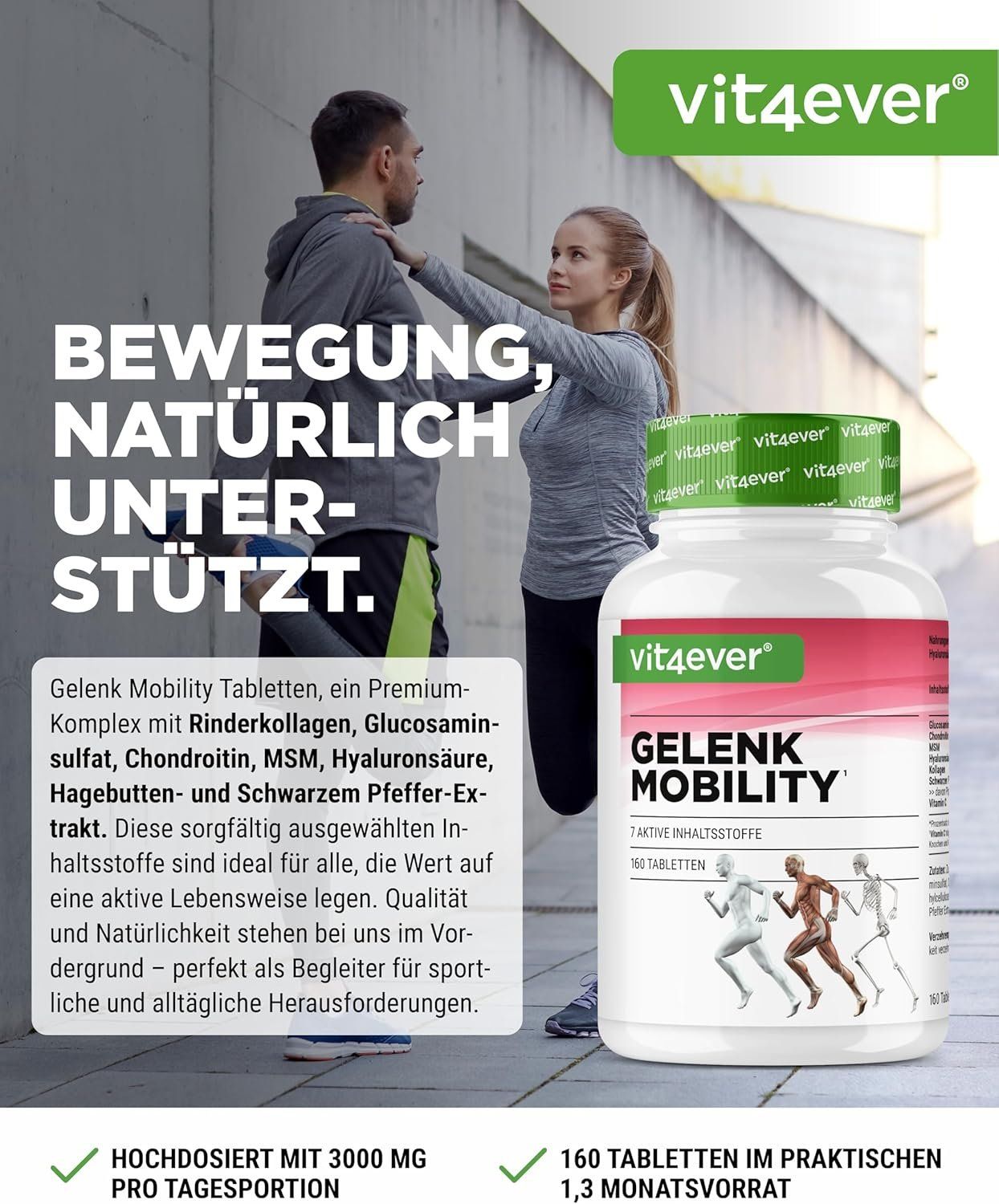 Vit4ever Gelenk Mobility – 160 Tabletten, Gelenke & Knorpel – Bild 3