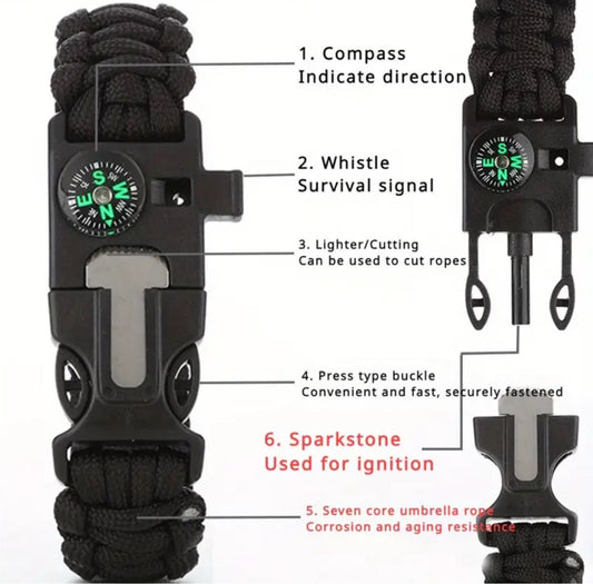 7in1 Survival Armband mit Kompass & Feuerstarter – Bild 2