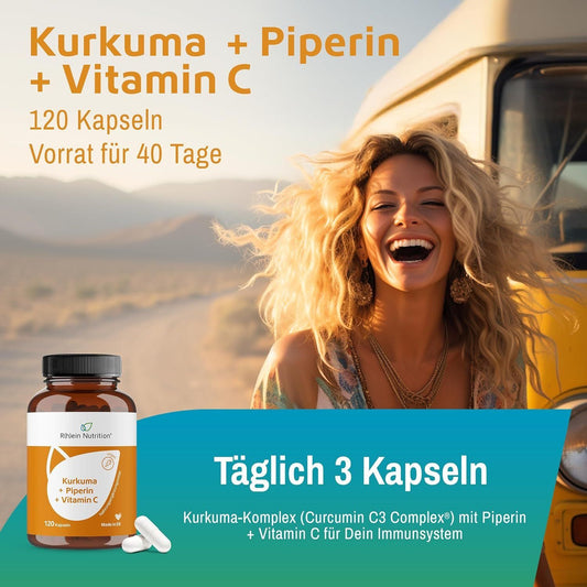 Kurkuma Kapseln Curcumin + Piperin 120 Stk – Bild 2