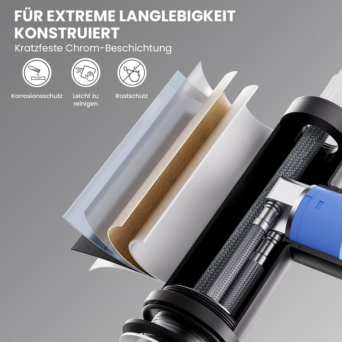 Küchenarmatur Schwarz ausziehbar 360° G3/8 – Bild 9