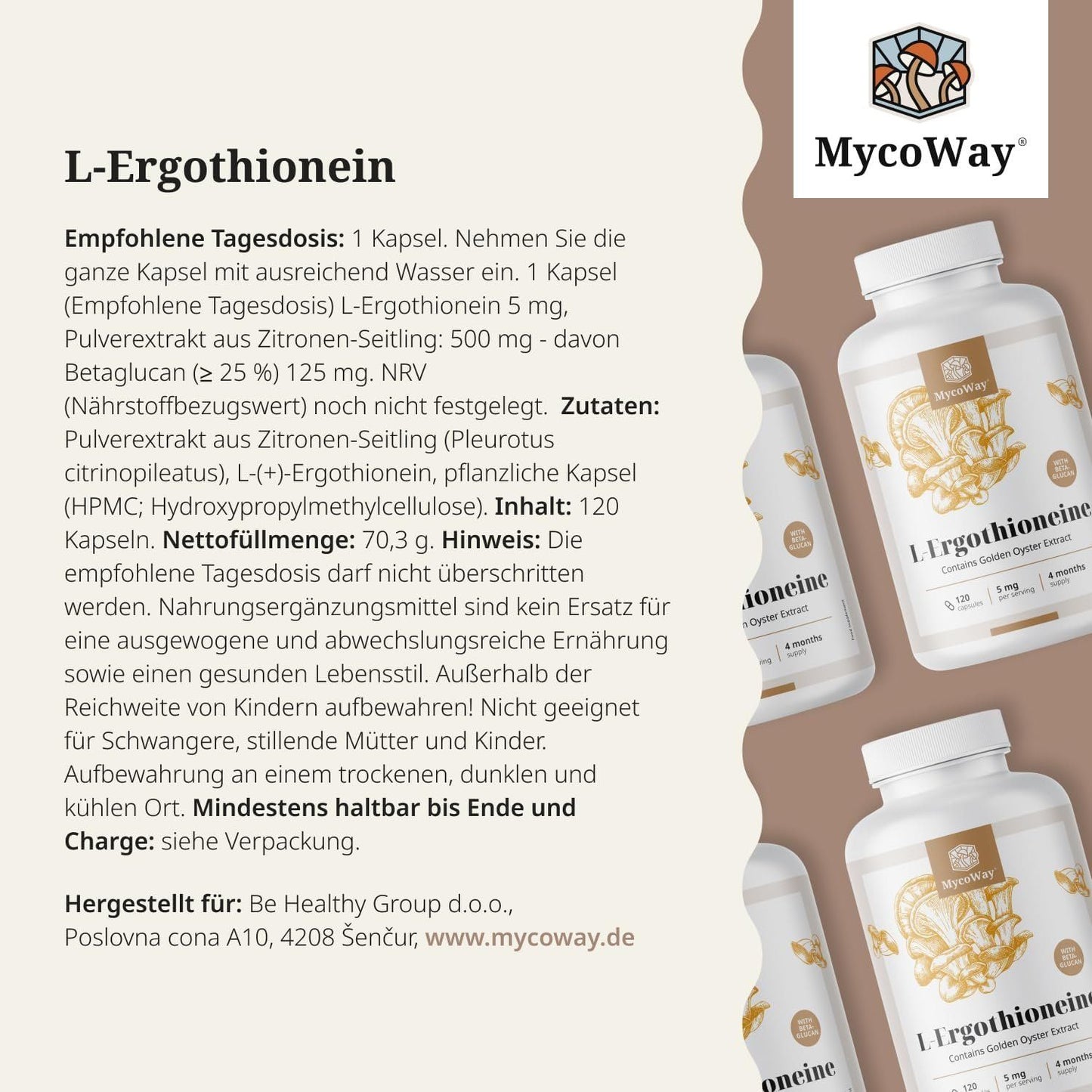 L-Ergothionein 5mg – 120 vegane Kapseln – Bild 2