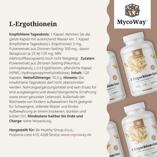 L-Ergothionein 5mg – 120 vegane Kapseln – Bild 2