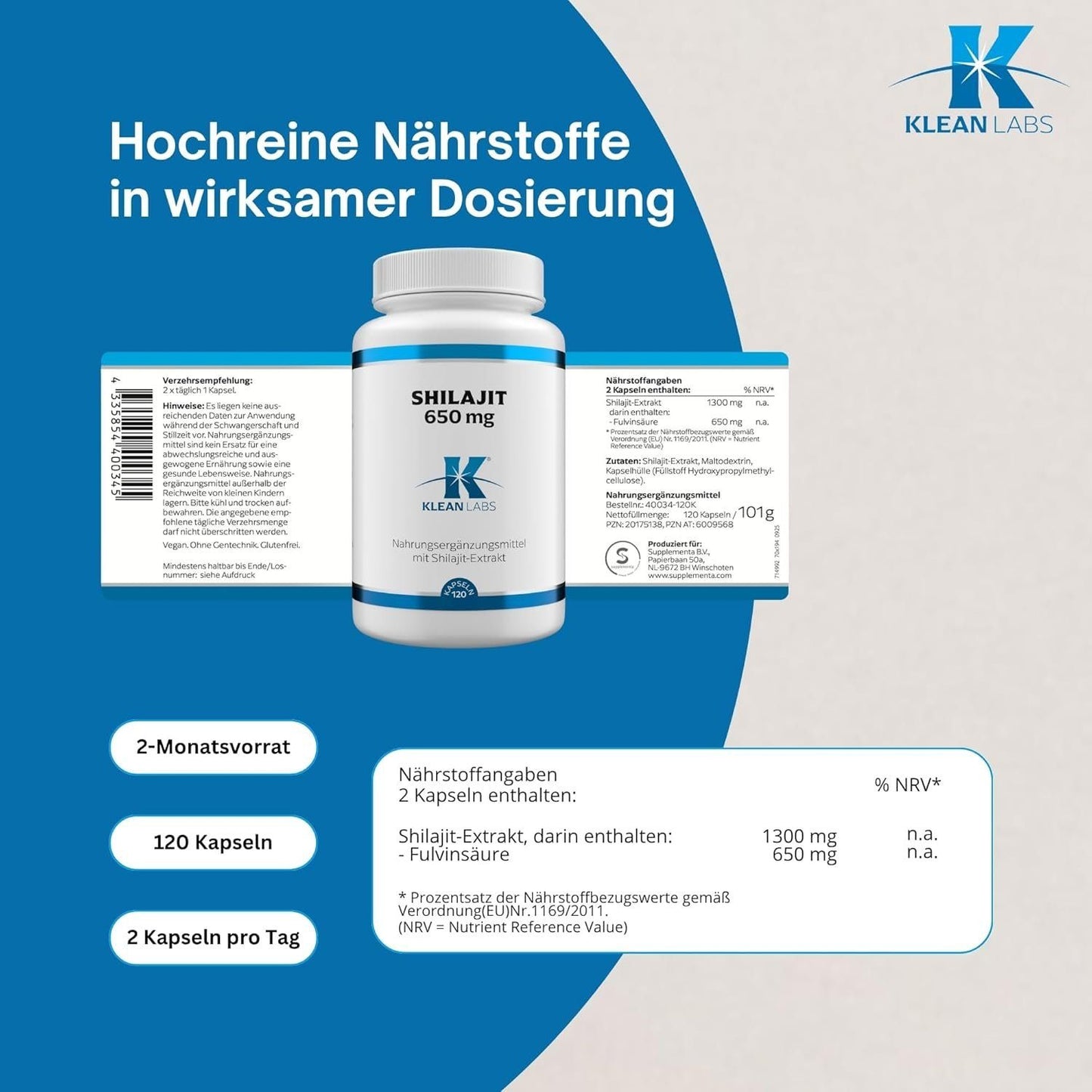 Shilajit 650 mg Kapseln 120 Stk Klean Labs – Bild 6