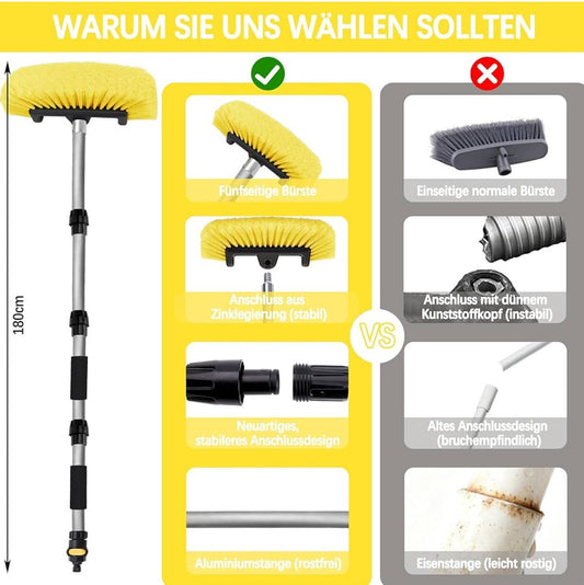 Auto-Waschbürste mit Teleskopstiel & Wasseranschluss (90–180 – Bild 2