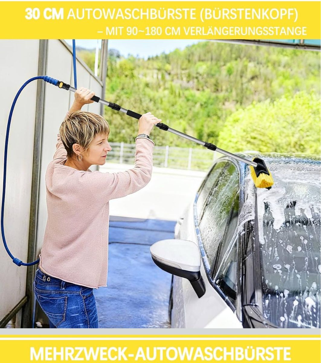 Auto-Waschbürste mit Teleskopstiel & Wasseranschluss (90–180 – Bild 5